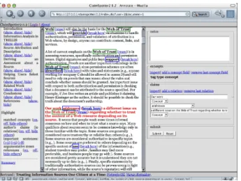 Figure 3. Our annotation interface, ClaimSpotter, allows users to interact with the interface through the selectors, which transform the representation of the text and provide recommendations.