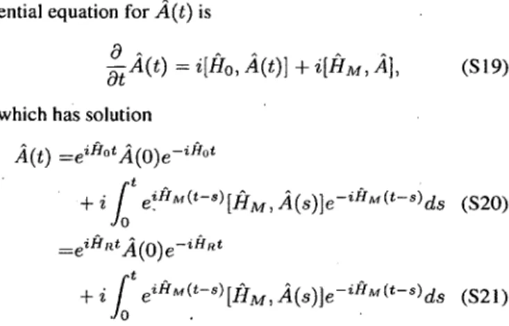 FIG. 2.  When the system evolves under a local Hamiltonian (or Lind-  bladian),  the operator A  evolves  under the full  Hamiltonian  H   for a  time t  is essentially  the  same as  the operator resulting from  the évo­ lution generated by the Hamiltonia