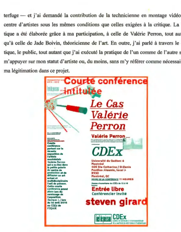 Figure  1.4 steven girard,  Le cas  Valérie  Perron,  2016, affiche, CDeX, Montréal, QC, Canada