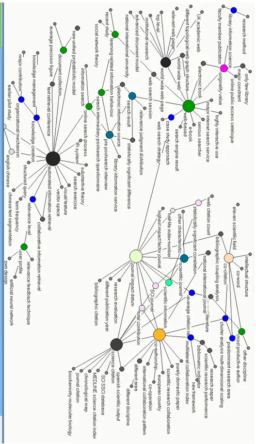 Figure 1. Map of research topics in IS for the period 1996-2005. 'Term  ×  term' association graph.