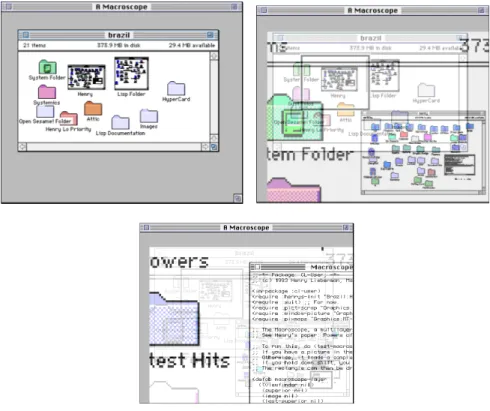 Figure 18. Interface Macroscope (Lieberman, 1997). À gauche, visualisation de la fenêtre 