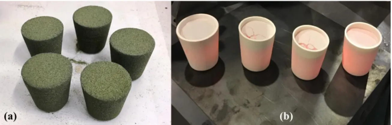 Figure 43. LOI test (a) 3DP samples, (b) immediately after taking out of the oven at 900 °C 