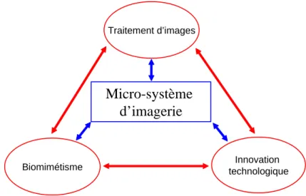 Fig. 2.5 – Illustration de l’approche menée durant la thèse pour la conception de micro-caméras infrarouges.