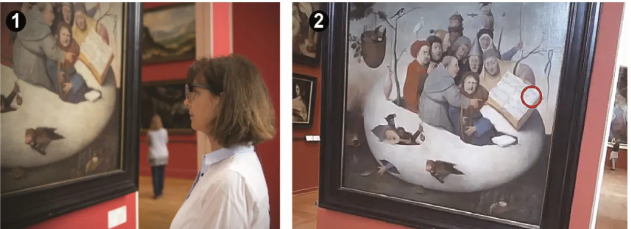 Figure 1.  Les visiteurs sont équipés d’un eye tracker (oculomètre) pendant  leur  visite