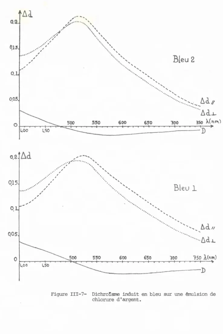 Figure  III -7- Dichroïsme  induit  en  b leu  s ur  une  émulsion  de  chlorure  d'argent