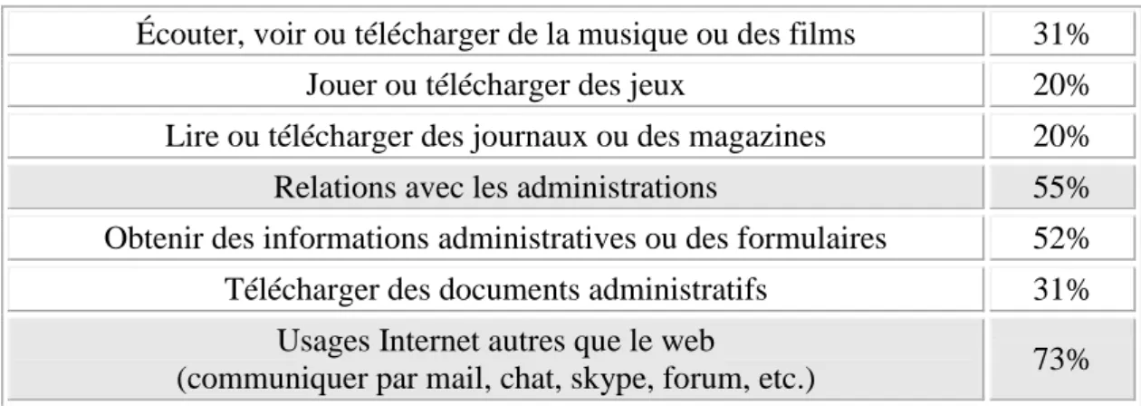 Tableau 4 – L’Internet au quotidien.2, 2006 