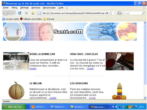 Figure 1. Le site Internet créé « Santé.com » - Page d’accueil 
