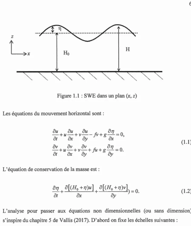 Figure  1.1  :  SWE  dans un plan  (x,  z) 
