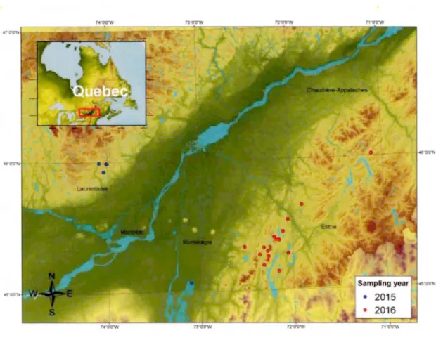 Figure  1.  1 Map of sampled lakes 