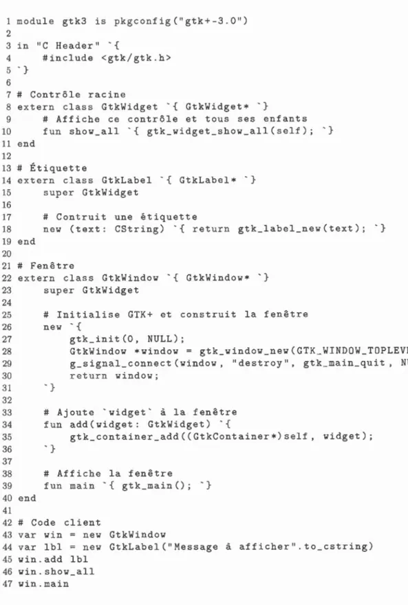 Figure 4.6:  Modu l e  utilisant  l es  services  de  l 'API  C  de  GTK +  3.0. 