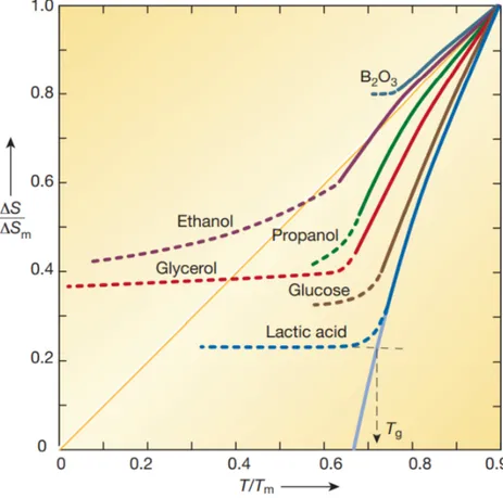 Figure 6 – Rapport d’entropies en fonction du rapport de température extrait de (50) compre- compre-nant une projection en traits plein de cette évolution