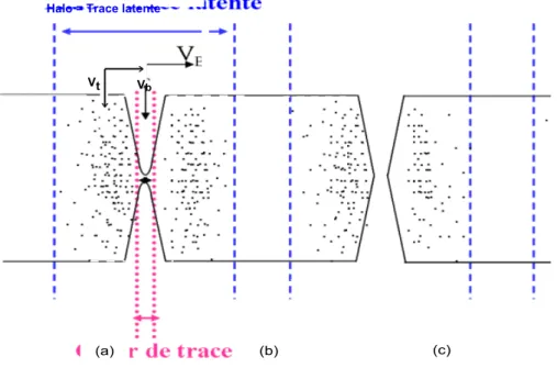 Figure 1.20  Représentation schématique de la formation d'un pore. V t : vitesse d'attaque