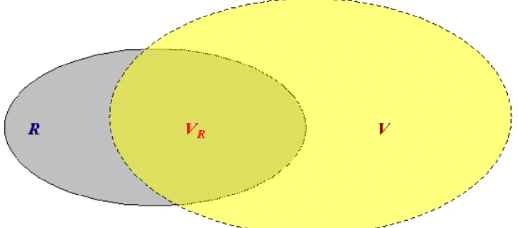 Figure II-2. The freedom of action permitted on avatars V is larger than the one allowed on  realistic head models R
