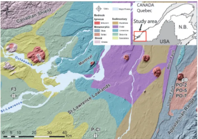 Figure 1: Location of wells in the current study and geological map.