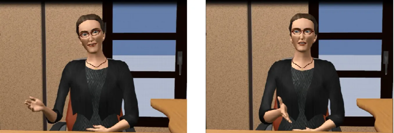 Figure 1: Exemples de l’ACA avec une attitude amicale (à gauche) et hostile (à  droite) dans l’entretien d'embauche 