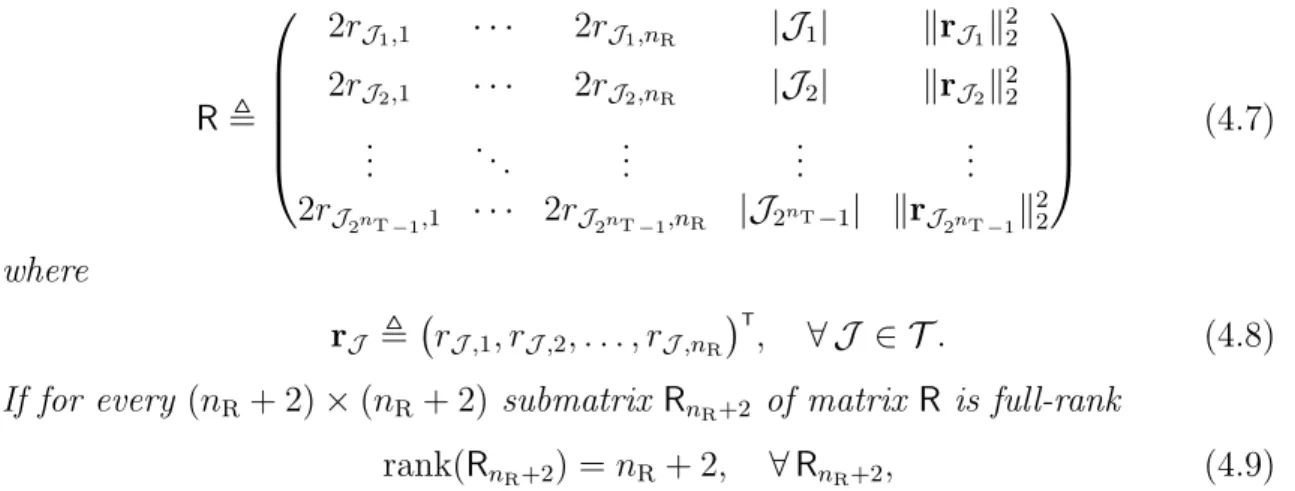 Table 4.1 (see next page) illustrates four examples of distributions that maximize the trace of the covariance matrix in some MIMO channels.