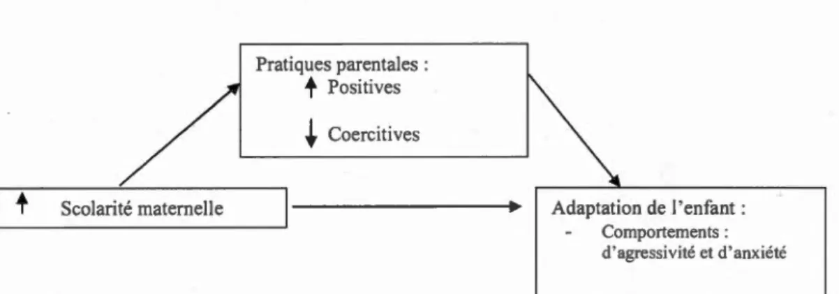 Figure  2.2  sert  à  illustrer  comment  l' augmentation  de  la  scolarité  maternelle  devrait 