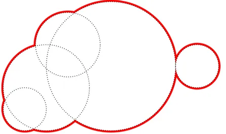 Figure 1.2: Union complexity of disks in R 2 . The combinatorial complexity of the