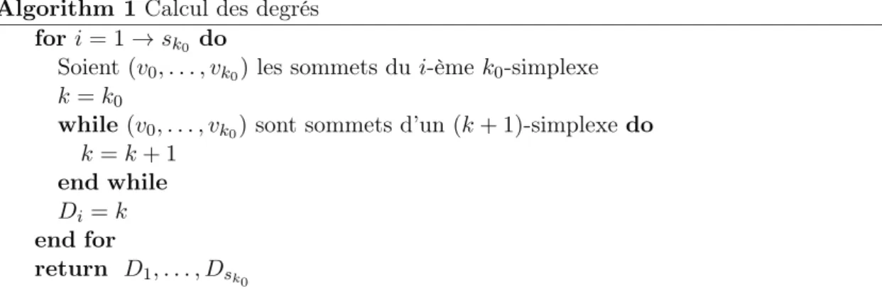 Figure 9: Exemple de valeurs de degrés de 2-simplexes.