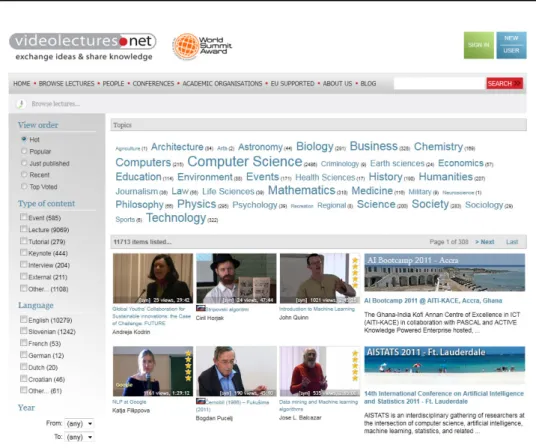 Figure 3.14: Videolectures portal