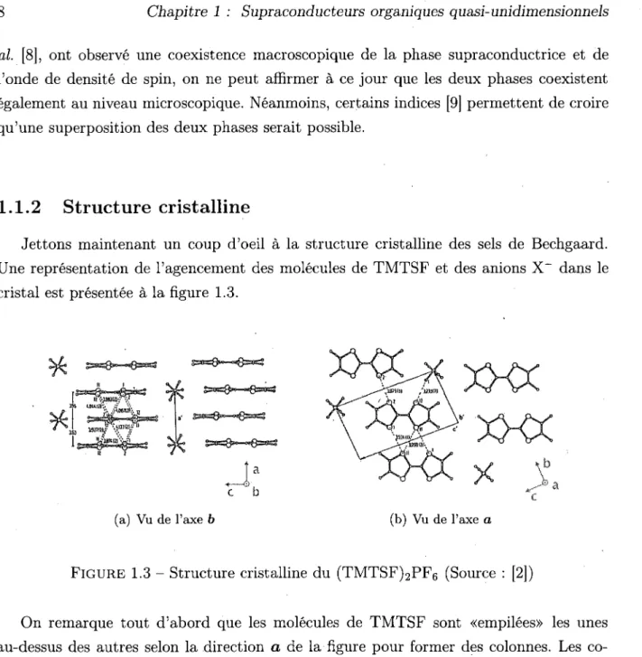 FIGURE  1.3 - Structure cristalline du (TMTSF) 2 PF 6  (Source : [2]) 