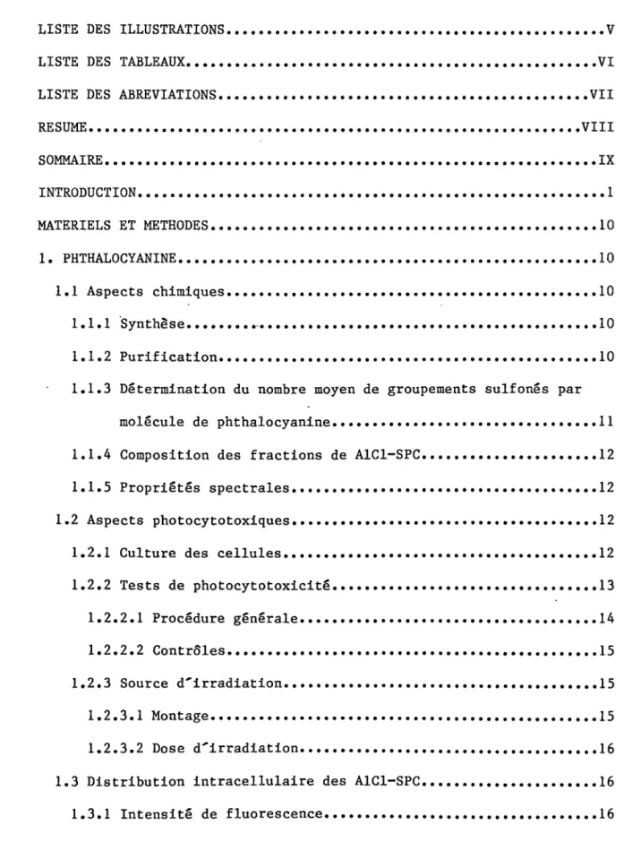 TABLE  DES  MATIERES 