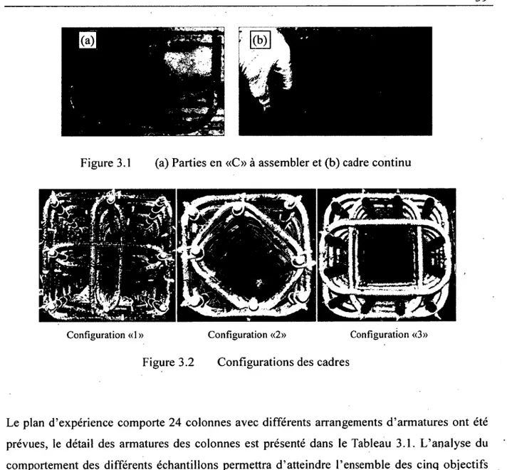 Figure 3.1  (a) Parties en «C» à assembler et (b) cadre continu