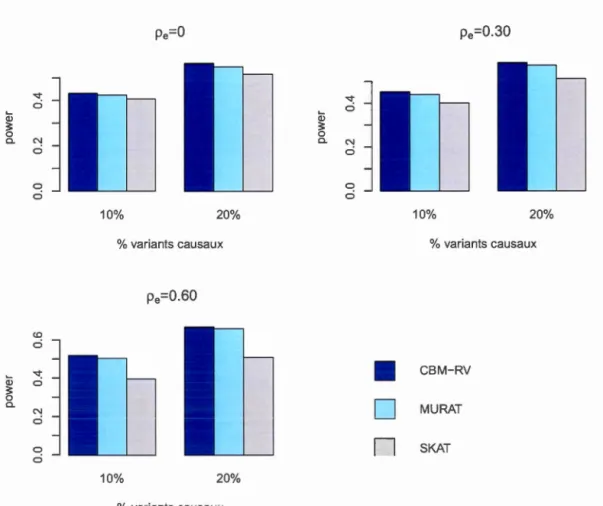 Figur e  4 . 9:  Pui ssa n ce  d es  tests  CBM-RV,  MURAT  et  SKAT  lor s qu e  p  =  0 