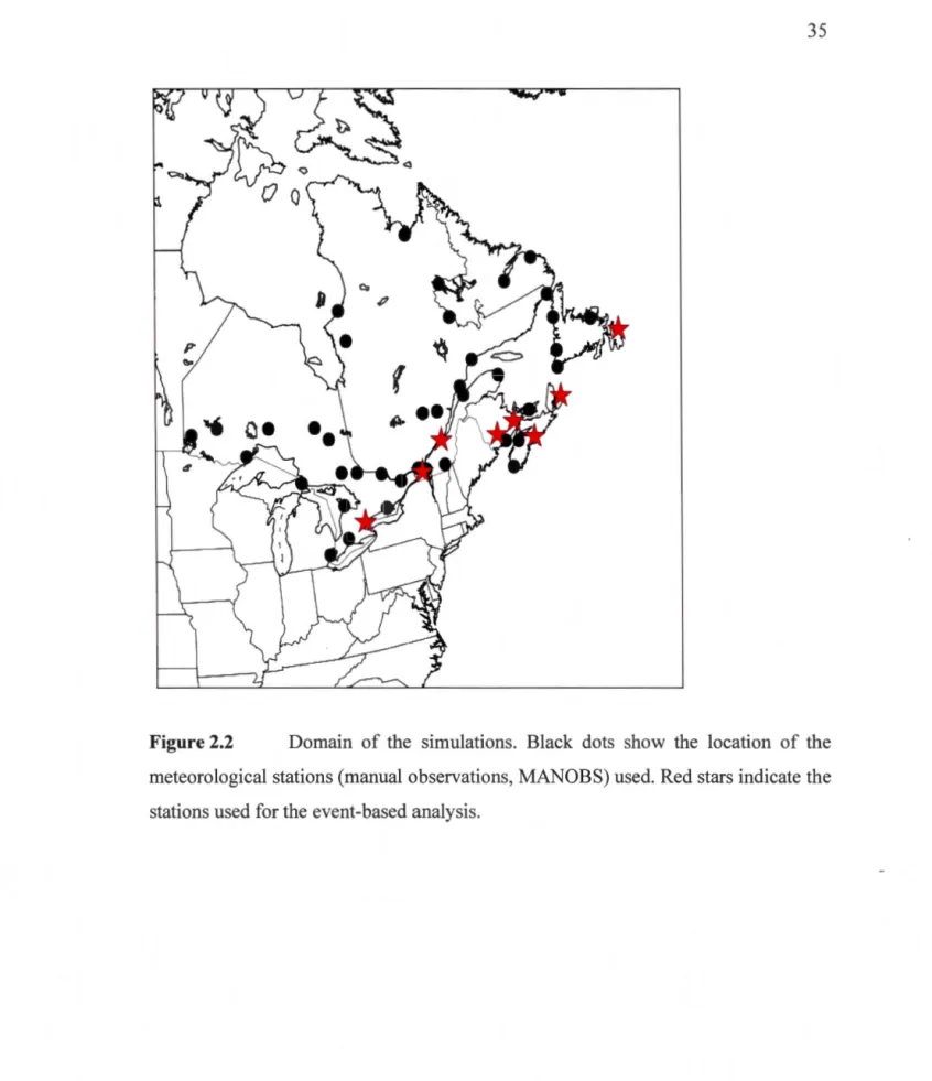 Figure 2.2  Domain  of the  simulations.  Black  dots  show  the  location  of the 