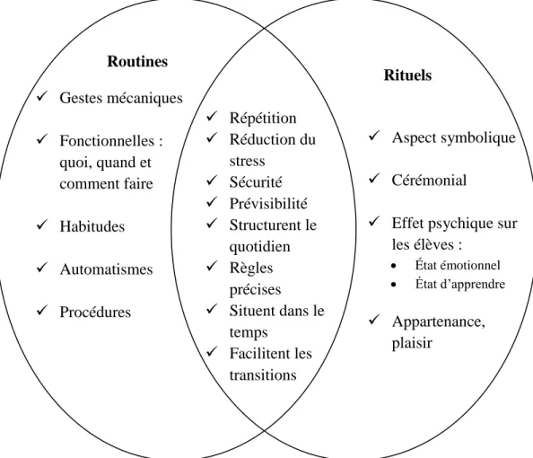 Figure 1: Les routines et les rituels : une distinction. 