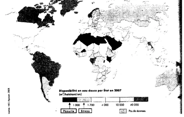 Figure 1.2 Disponibilité en eau douce dans le monde 