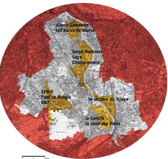 Figure 2 Les cinq secteurs stratégiques de Seine Amont  Source : EPA ORSA, 2009 