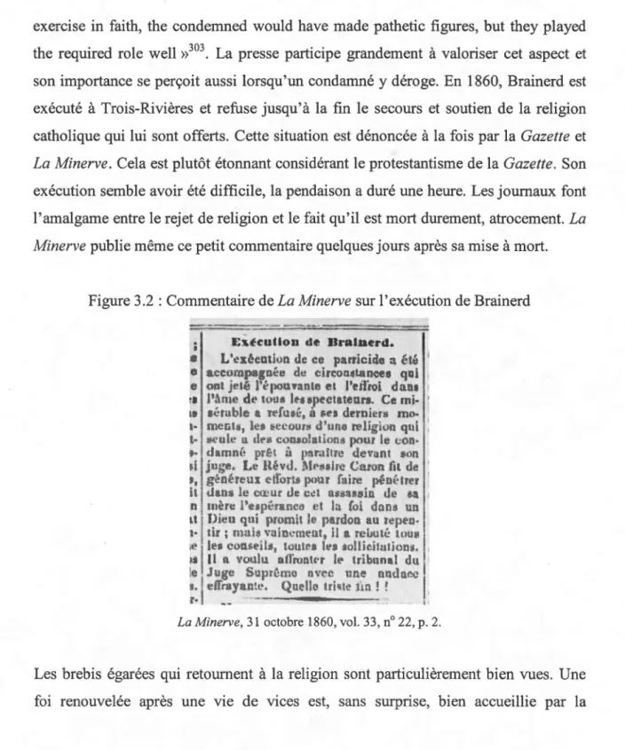 Figure 3.2: Commentaire de  La Minerve sur l'exécution de Brainerd 
