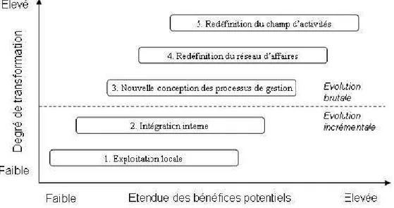 Fig 29. Evolution des niveaux de définition et d’impact des systèmes d’information     [Reix R., 2005] 