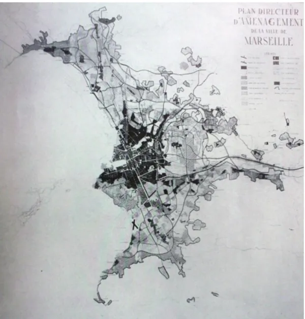 Figure 7: Plan d’aménagement de la ville de Marseille, G. Meyer-Heine, 1949. Extrait de la revue  Marseille, 1953 (20)