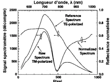 Figure 2.11 : Normalisation des donnees a l'aide de la polarisation TE pour une interrogation  spectrale [NENNINGER et coll., 2002] 