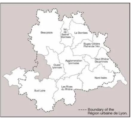 Figure  10  : Les dix SCOT de la région urbaine de LYON 