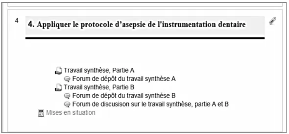 Figure 16  Page écran du chapitre 4 : Travail synthèse 