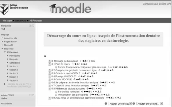 Figure 17  Page écran de la section démarrage 