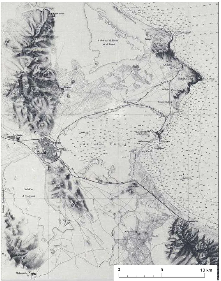 Figure 2 : Carte de la Baie de Tunis et Cap Gammarth, réalisée par le Service hydrographique de la 