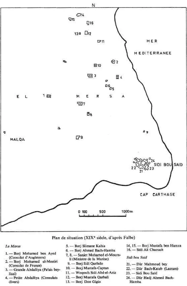 Figure 3 : Localisation des différentes résidences secondaires (borj, saniet ou senia et dâr) à l’Est de 