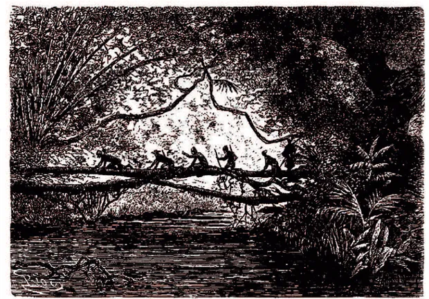 Fig. 1.12 | Gravure illustrant une traversée de la Faya. Source : [Galliéni, 1882b: 199] © BNF / Gallica
