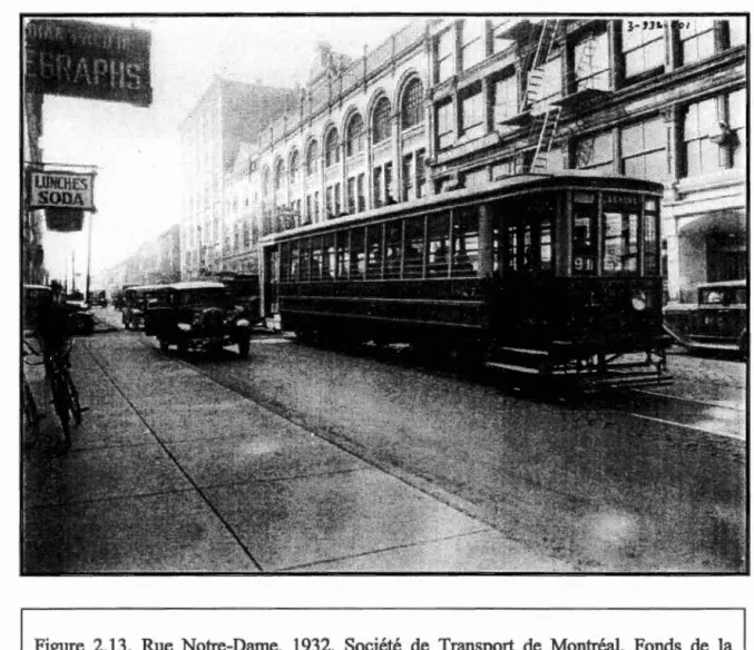 Figure  2.13 .  Rue  Notre-Dame.  1932.  Société  de  Transport  de  Montréal,  Fonds  de  la  Montreal Tramways Company, 3-932-001