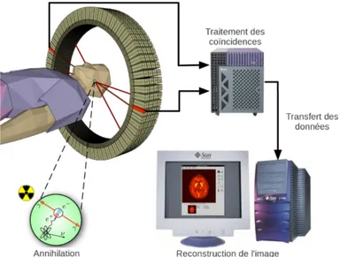 Figure 2.3 Fonctionnement d’un scanner TEP [33]