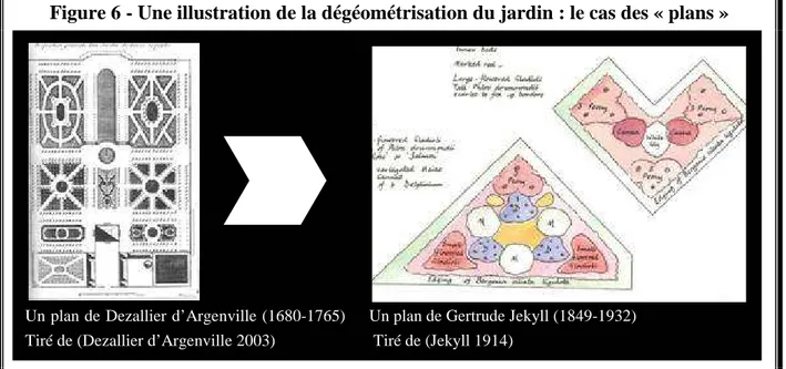 Figure 6 - Une illustration de la dégéométrisation du jardin : le cas des « plans » 