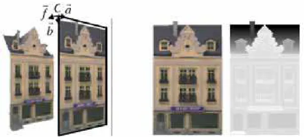 Figure 13. Le processus de construction d’une texture avec relief. À gauche : la surface correspondante est projetée 