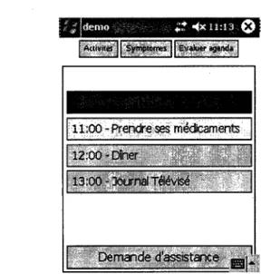 Figure 2 - Exemple de rappel d'activites 