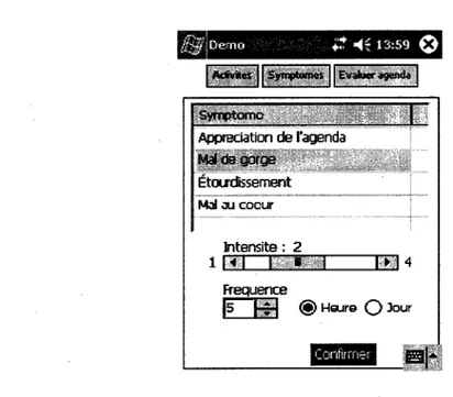 Figure 3 - Exemple d'un camet de symptomes  3.1.1.2 Carnet de symptomes 