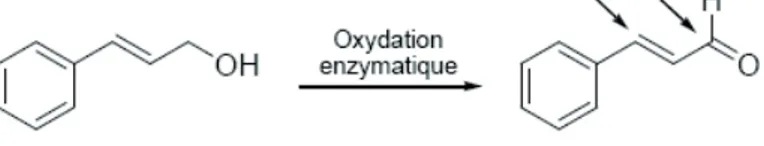 Figure 3 : Oxydation de l’alcool cinnamique en aldéhyde cinnamique 