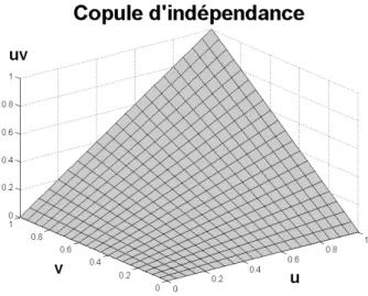 Figure 6 – Copule d’indépendance C ⊥ ⊥ (u,v)